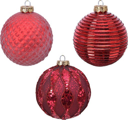 Kerstbal glas gl-mat d10 cm rood a3
