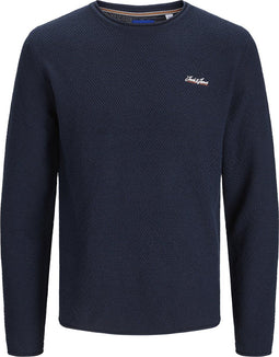 JACK&JONES ORIGINALS JORPAUL TONS KNIT CREW NECK - Heren Trui - Ronde hals - Donkerblauw