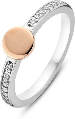 Ti Sento Milano - Ring Verguld - Zegelring met Zirkonia - Maat 17.75 mm