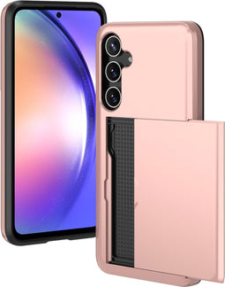 iMoshion Hoesje Geschikt voor Samsung Galaxy A55 Hoesje - Ruimte voor 2 pasjes - iMoshion Backcover met pasjeshouder - Rosé Goud