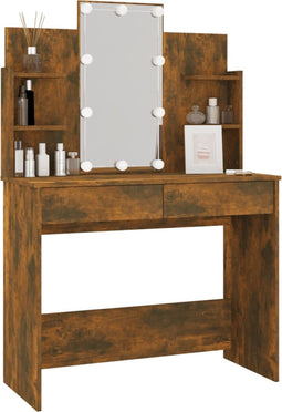 vidaXL - Kaptafel - met - LED-verlichting - 96x40x142 - cm - gerookt - eikenkleur