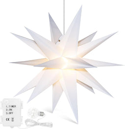 3D Kerstster Licht Buiten Kerst Decoratie - 23 inch LED Christmas Star Light Batterij met Timer, Bet