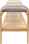Leitmotiv Bank Arch - Bamboe met Grijze stof - 90x33x50cm - Scandinavisch