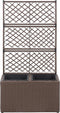 vidaXL - Latwerkplantenbak - verhoogd - met - potten - 83x30x130 - cm - rattan - bruin