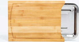 Cuisine Performance - Bamboe Snijplank - RVS Opvangschaal - 33 x 24 x 4 cm