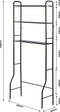 Wasmachine opbergrek zwart - Badkamerrek - Wasmachine ombouw - Opbergrek voor wasmachine - Wasmachine kast - Wasmachine meubel met 3 schappen - 26.5 x 66.5 x 155cm