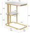 SoBuy FBT110-G - Bijzettafel - Gouden Salontafel met Marmereffect