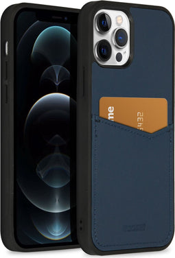Accezz iPhone 12 Pro / 12 - Back Cover - Premium Leather Card Slot - Donkerblauw