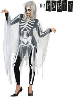 BigBuy Carnival - Kostuum Volwassenen Skelet - Jumpsuit en Cape - Zwart Wit (2 stuks)