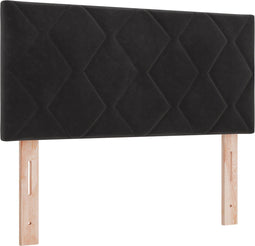 vidaXL - Hoofdbord - met - Diamantpatroon - in - het - Zwart, - 90 - cm, - Van - Velvet