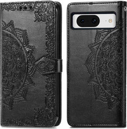 iMoshion Hoesje Geschikt voor Google Pixel 8 Hoesje Met Pasjeshouder - iMoshion Mandala Bookcase - Zwart