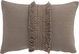 J-Line kussen Rechthoekig Kwastenband - katoen - taupe