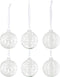 J-Line kerstbal Bladeren Pailletten - glas - wit - small - doos van 6