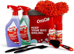 CyclOn - Onderhoudsset Fiets - Kettingreiniger Smeermiddel Bescherming - Rood