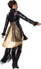 Dressforfun Steampunk Rebel - Dameskostuum - Asymmetrische rok met franjes - Donker