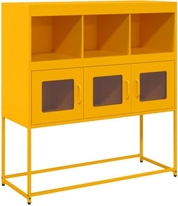 vidaXL - Dressoir - 100,5x39x107 - cm - koudgewalst - staal - mosterdgeel