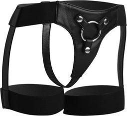 Zwart strap on harnas in jarretel stijl