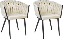 MILAN - Eetkamerstoel set van 2 - Lichtbeige - Fluweel