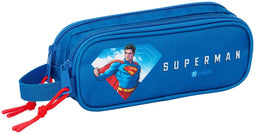 Safta Superman - Dubbele Etui - 2 Compartimenten - Blauw
