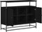 vidaXL - Dressoir - Zwart - Eiken - 100x35x80 - cm - Samengesteld - Hout - en - Staal