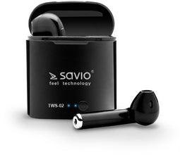 Savio TWS-02 - In-ear oordopjes - Draadloos met oplaadcase - Zwart