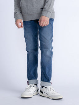 Petrol Industries - Jongens Russel Regular Tapered Fit Jeans Blackfoot - Blauw - Maat 140