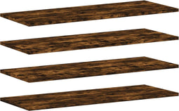 vidaXL - Wandschappen - 4 - st - 80x30x1,5 - cm - bewerkt - hout - gerookt - eikenkleur