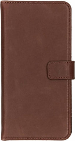 Selencia Hoesje Geschikt voor Samsung Galaxy J6 Plus Hoesje Met Pasjeshouder - Selencia Echt Lederen Bookcase - Bruin
