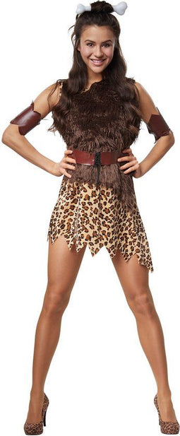 dressforfun - Girlie uit het stenen tijdperk - Kostuum met luipaardpatroon - Kleur bruin