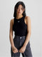 Calvin Klein Micro Monologo - Racer Back Top - Slim-fit - Zwart - Maat L