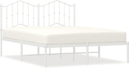 vidaXL - Bedframe - met - hoofdbord - metaal - wit - 140x190 - cm