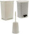 Badkamer/toilet accessoires set van kunststof 3-delig ivoor wit - Wasmanden/pedaalemmers/toiletborstels