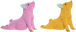 Home ESPRIT - Decoratieve figuren - Gouden Varken - Geel Groen Roze (2 stuks)