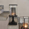Riviera Maison Romain Hurricane On Stand - IJzer, Hout, Plastic Glas - Zwart - 20.0x20.0x43.0 cm