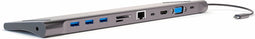 4Smarts Universele 11-in-1 Hub met Stand Functie | USB-A / USB-C / Ethernet / HDMI / VGA / (Micro) SD-kaart / 3.5mm Jack Ingang | 100W/4K@30Hz/1080P