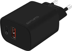 4smarts VoltPlug Adapter 25W USB-A / USB-C Snellader Zwart