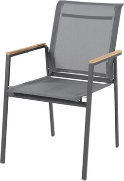 4SO - Passion Stapelstoel Antraciet Teak Arm