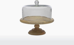 Nkuku Houten Taartstandaard - Mangohout & Gerecycled Glas