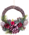 Christmas Kerstkroon Rood Multicolour Rotan Plastic Foam Ananas 24 X 22 X 8 Cm
