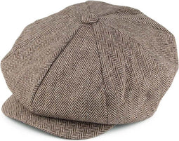 Jaxon Hats Herringbone Big Apple Newsboy Cap Lichtbruin XL-One Size