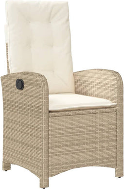 vidaXL - Tuinstoel - verstelbaar - met - kussens - poly - rattan - beige