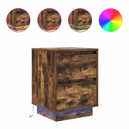 vidaXL - Nachtkastje - met - LED-verlichting - 38x34x50cm - gerookt - eikenkleurig