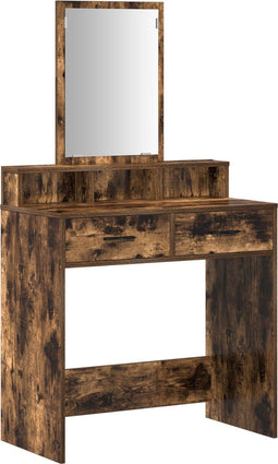 vidaXL - Kaptafel - met - lades - - - Gerookt - eiken, - 79x41x140 - cm