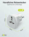 goobay World to EU Reisadapter Wit - Type F naar UK/CH/IT/US/JP - 16A - 65 x 51 x 51 mm