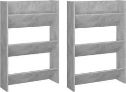 vidaXL - Wandschoenenkasten - 2 - st - 60x18x90 - cm - spaanplaat - betongrijs