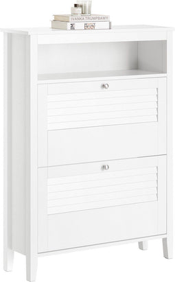 SoBuy FSR152-W - Schoenenkast - 2 Kleppen & Rek - Wit