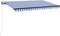 vidaXL - Luifel - handmatig - uittrekbaar - met - LED - 400x300 - cm - blauw - en - wit