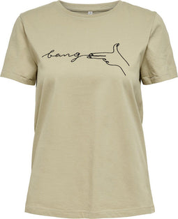 ONLY ONLKITA LIFE REG S/S OUTLINE TOP BOX JRS - Dames T-shirt - Korte mouwen - Maat XS