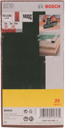 Bosch 2 607 019 495 - Schuurpapierset 93x185 mm - Korrel 40 60 80 120
