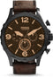 Fossil Nate JR1487 - Herenhorloge 50 mm - Lederen band - Zwart